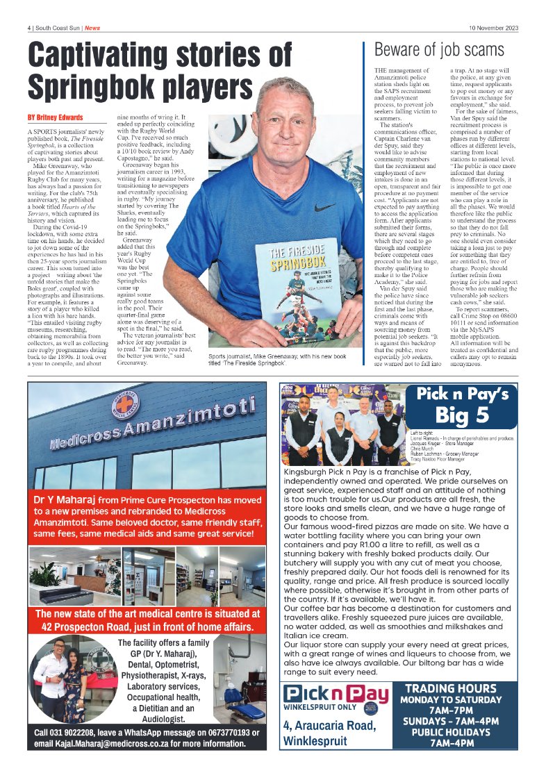 South Coast Sun 10 November 2023 page 4