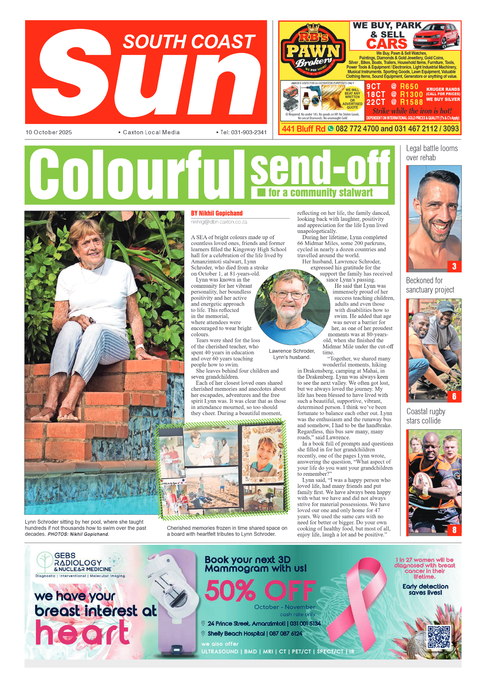 South Coast Sun 10 October 2025 page 1