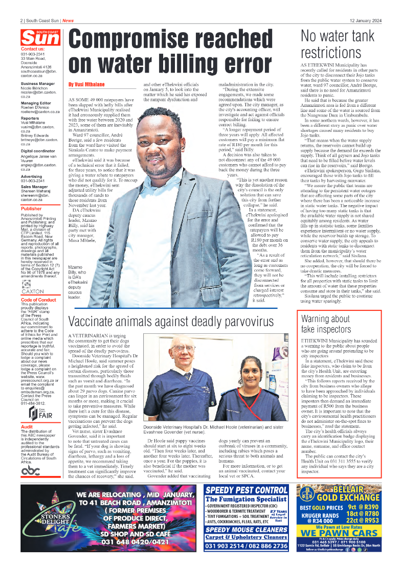 South Coast Sun 12 January 2024 page 2