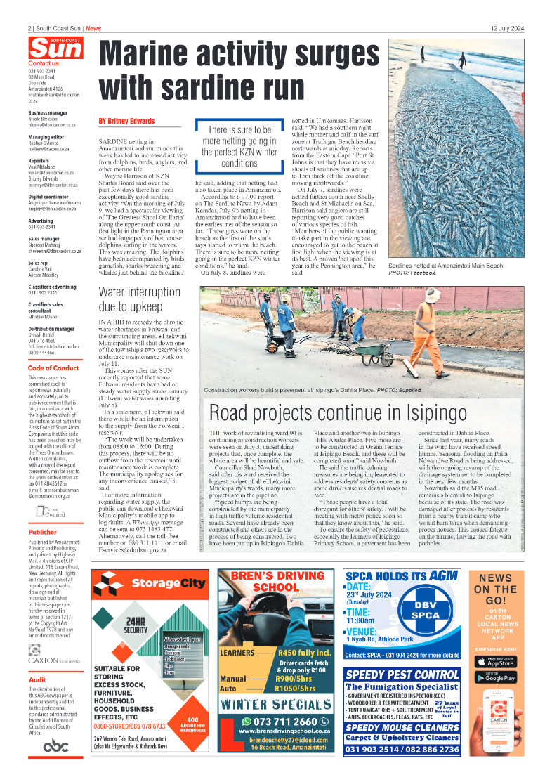 South Coast Sun 12 July 2024 page 2