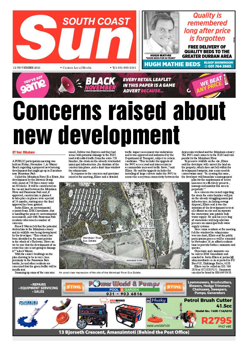 South Coast Sun 12 November 2021 page 1