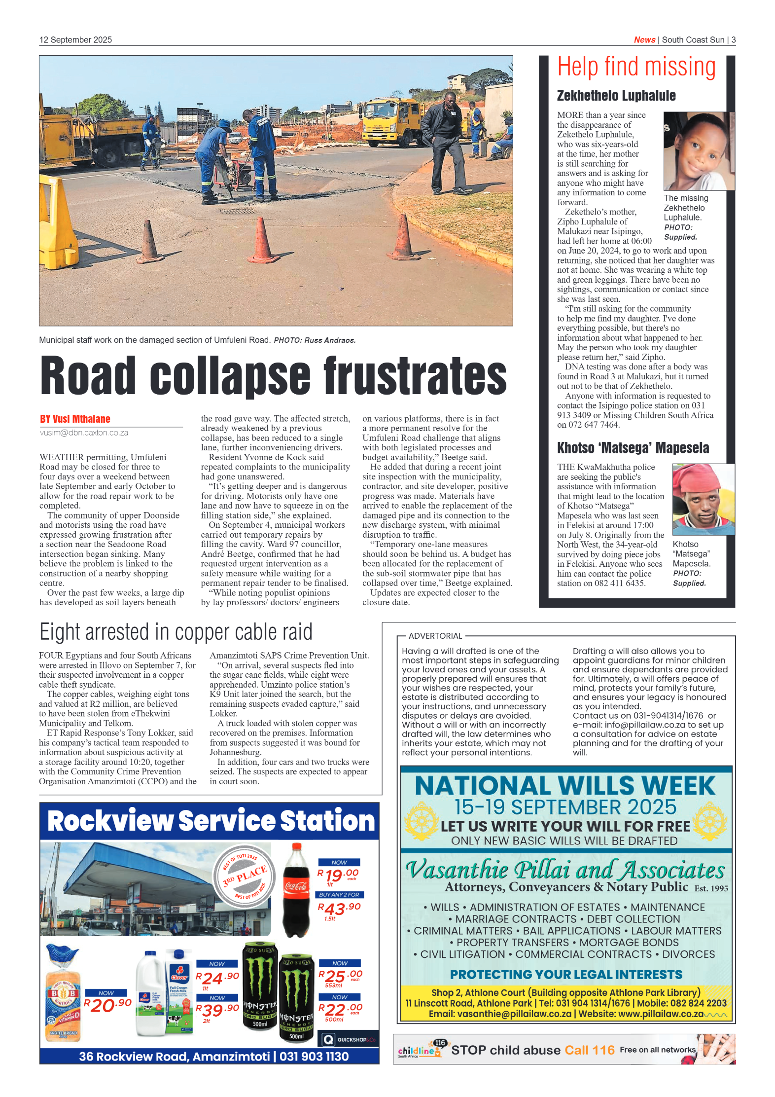 South Coast Sun 12 September 2025 page 3