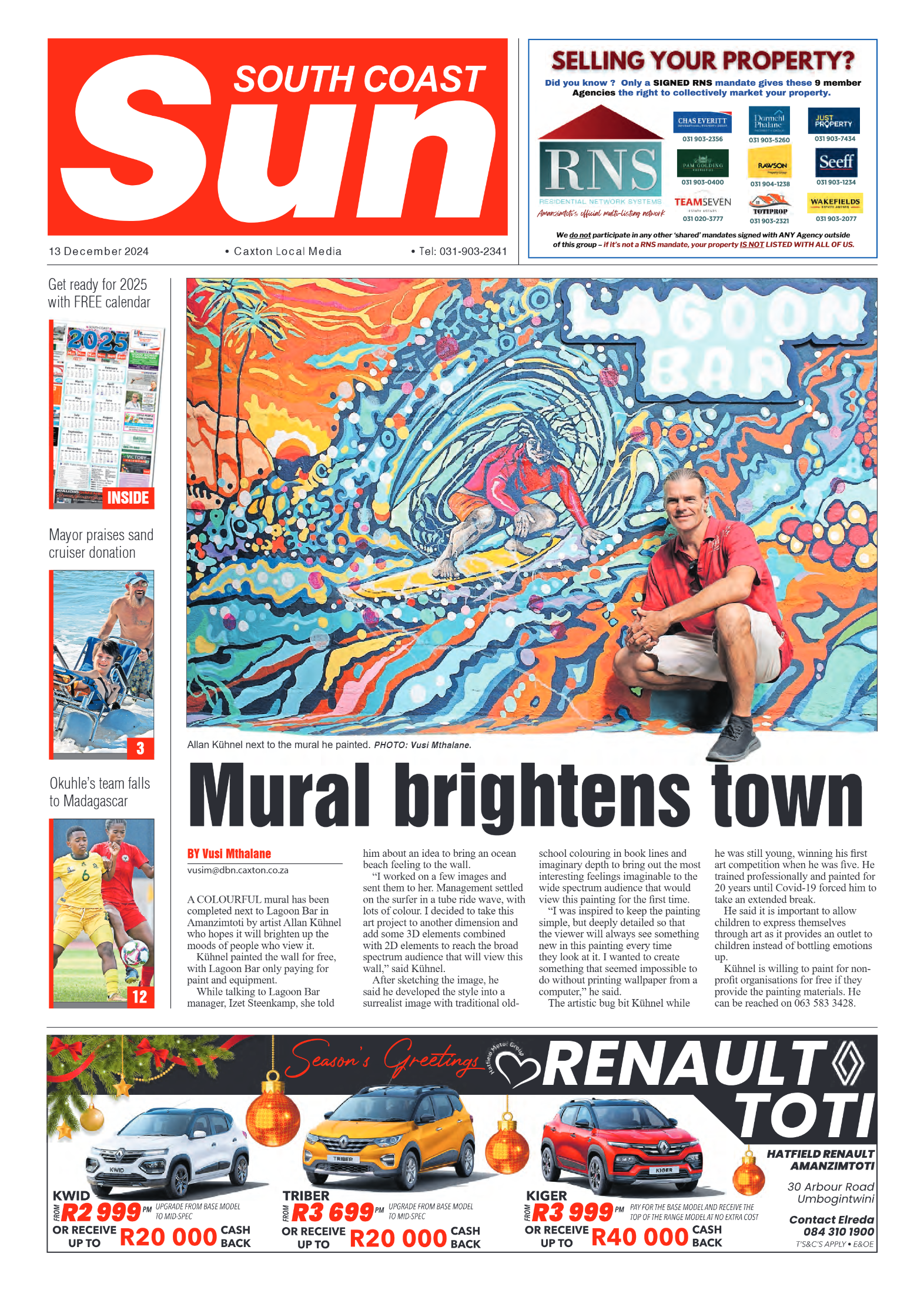 South Coast Sun 13 December 2024 page 1