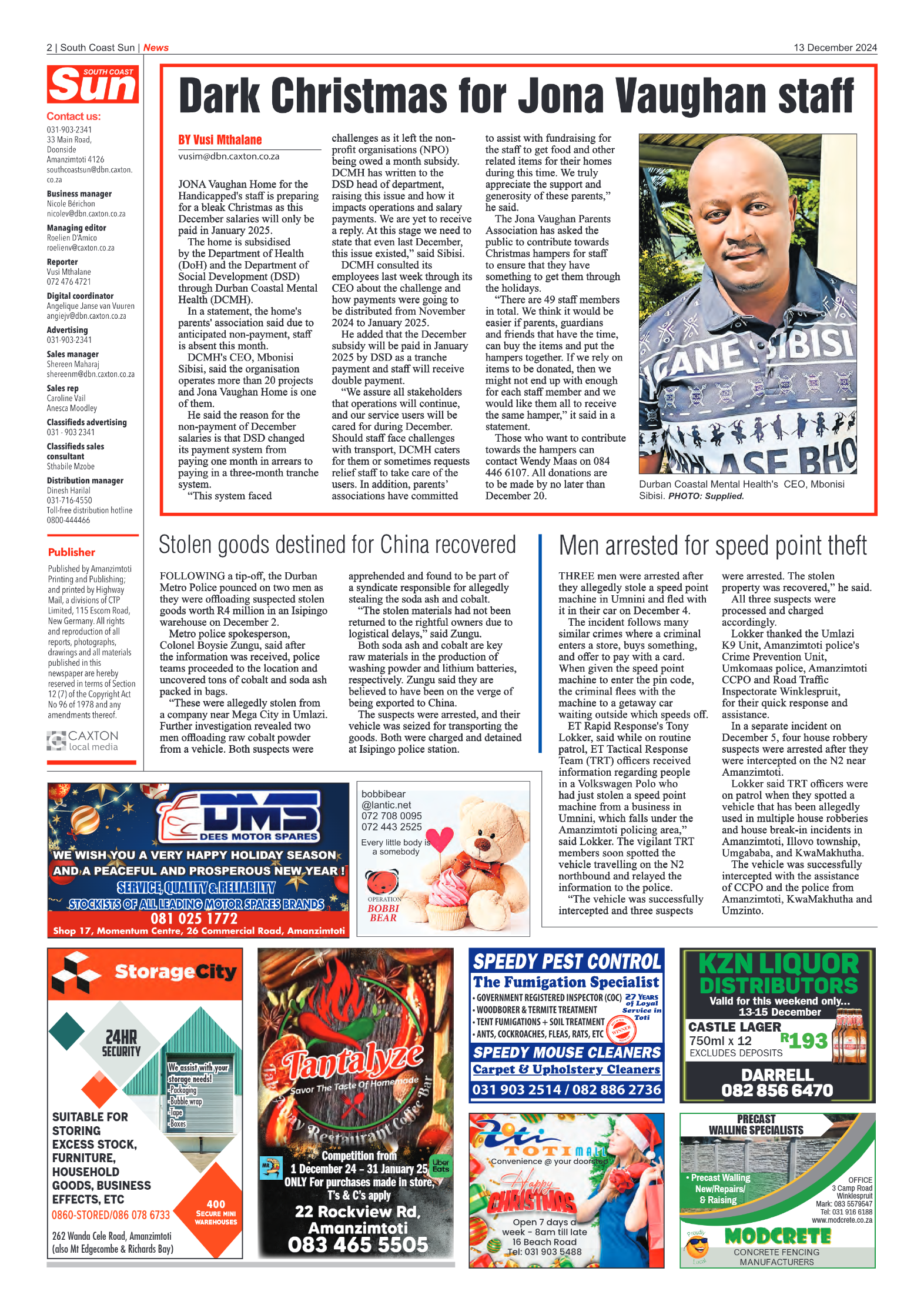 South Coast Sun 13 December 2024 page 2