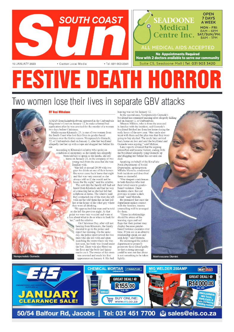 South Coast Sun 13 January 2023 page 1