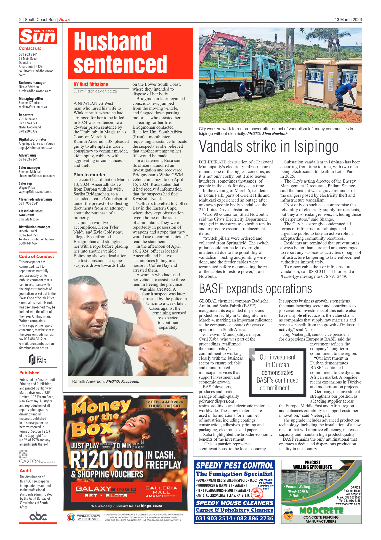 South Coast Sun 13 March 2026 page 2