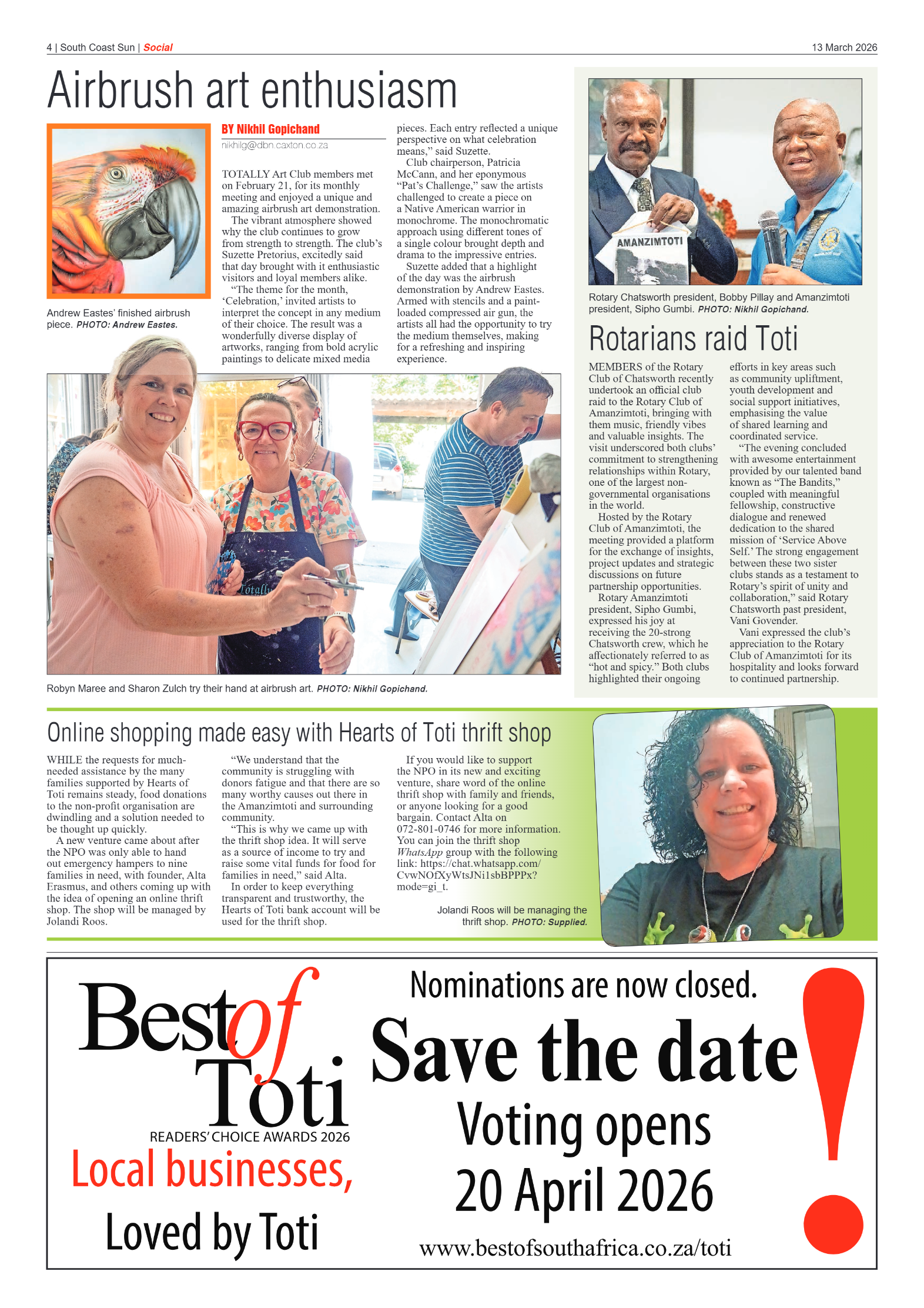 South Coast Sun 13 March 2026 page 4