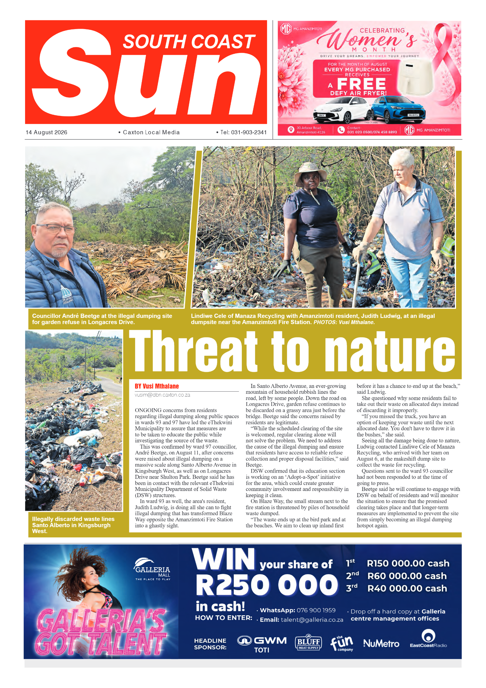 South Coast Sun 14 August 2026 page 1