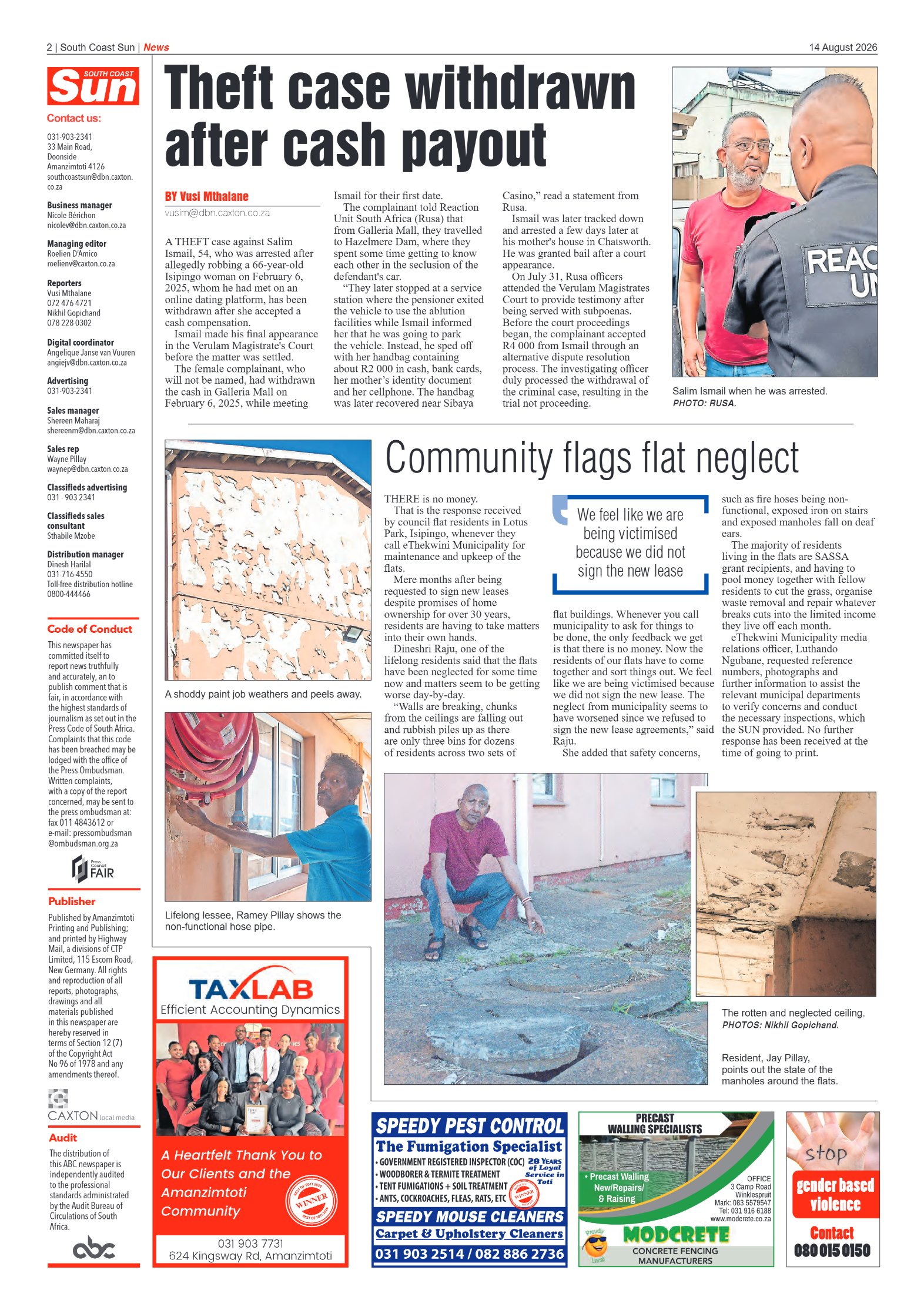 South Coast Sun 14 August 2026 page 2