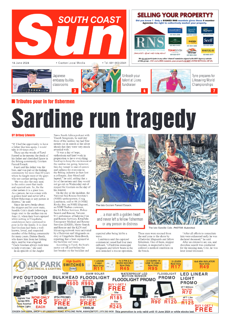 South Coast Sun 14 June 2024 page 1