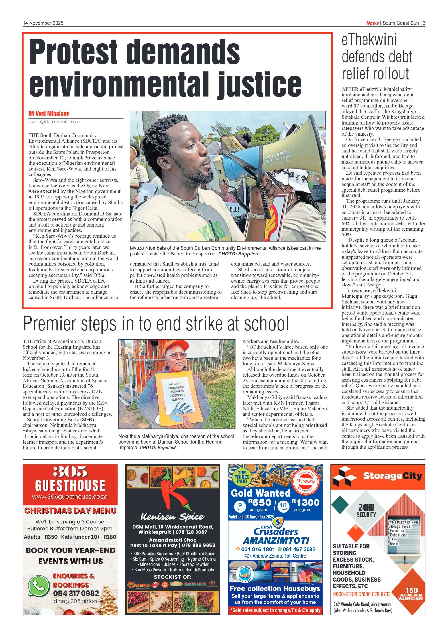 South Coast Sun 14 November 2025 page 3