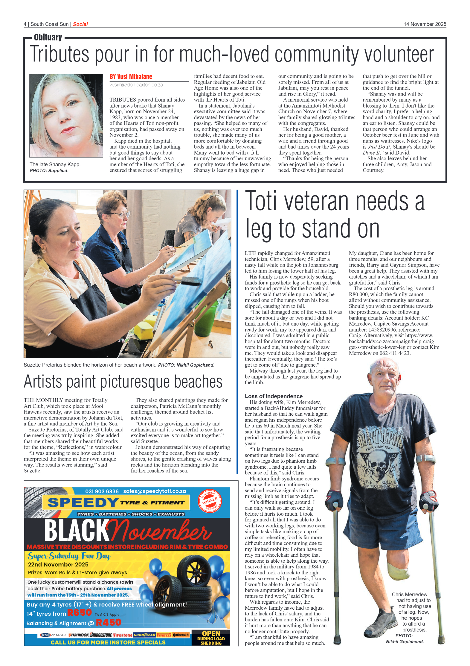 South Coast Sun 14 November 2025 page 4