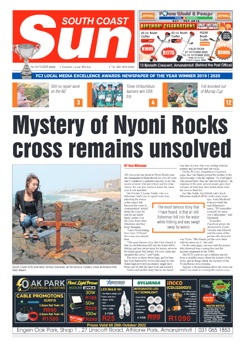 South Coast Sun 14 October 2022 page 1