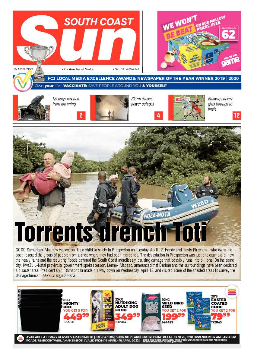 South Coast Sun 15 April 2022 page 1