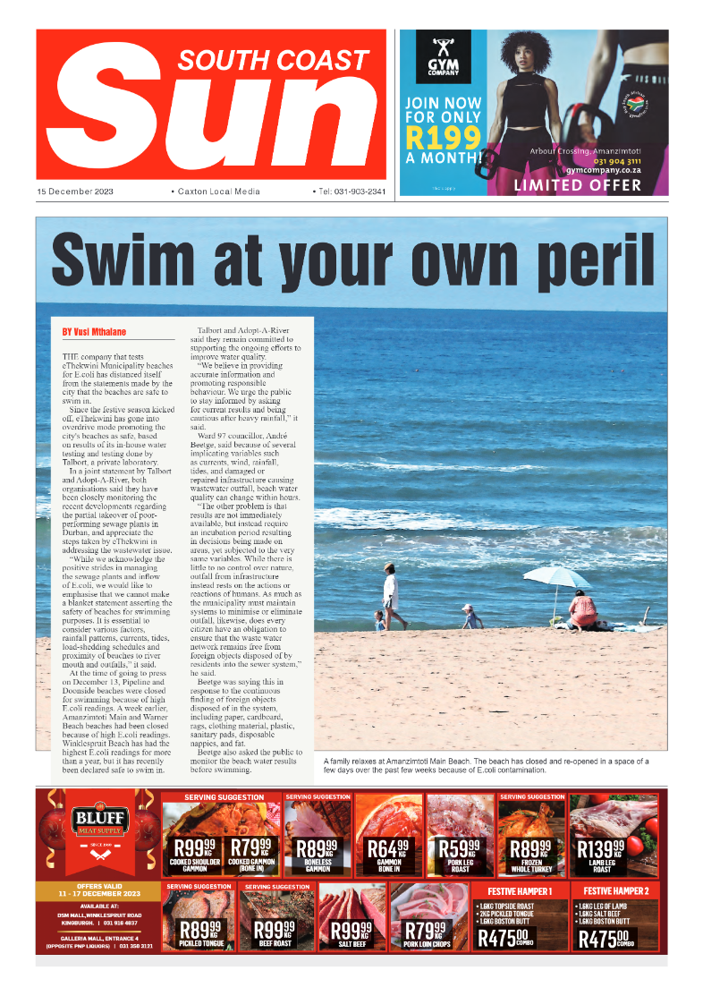 South Coast Sun 15 December 2023 page 1