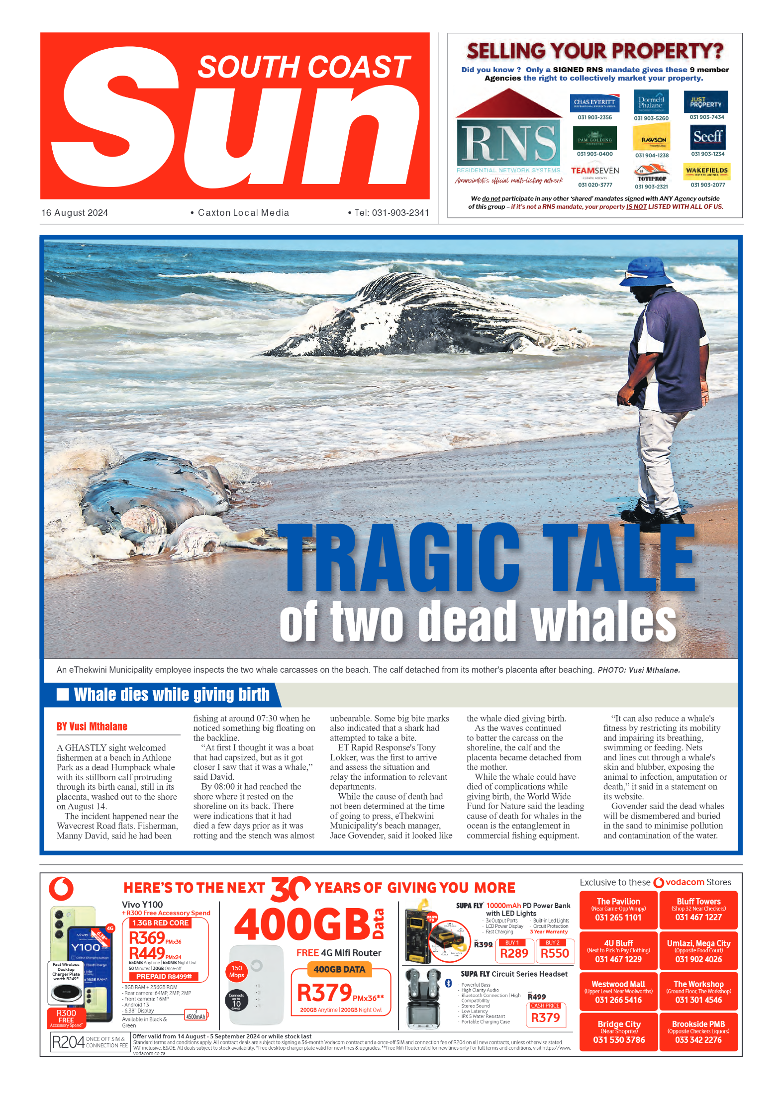 South Coast Sun 16 August 2024 page 1