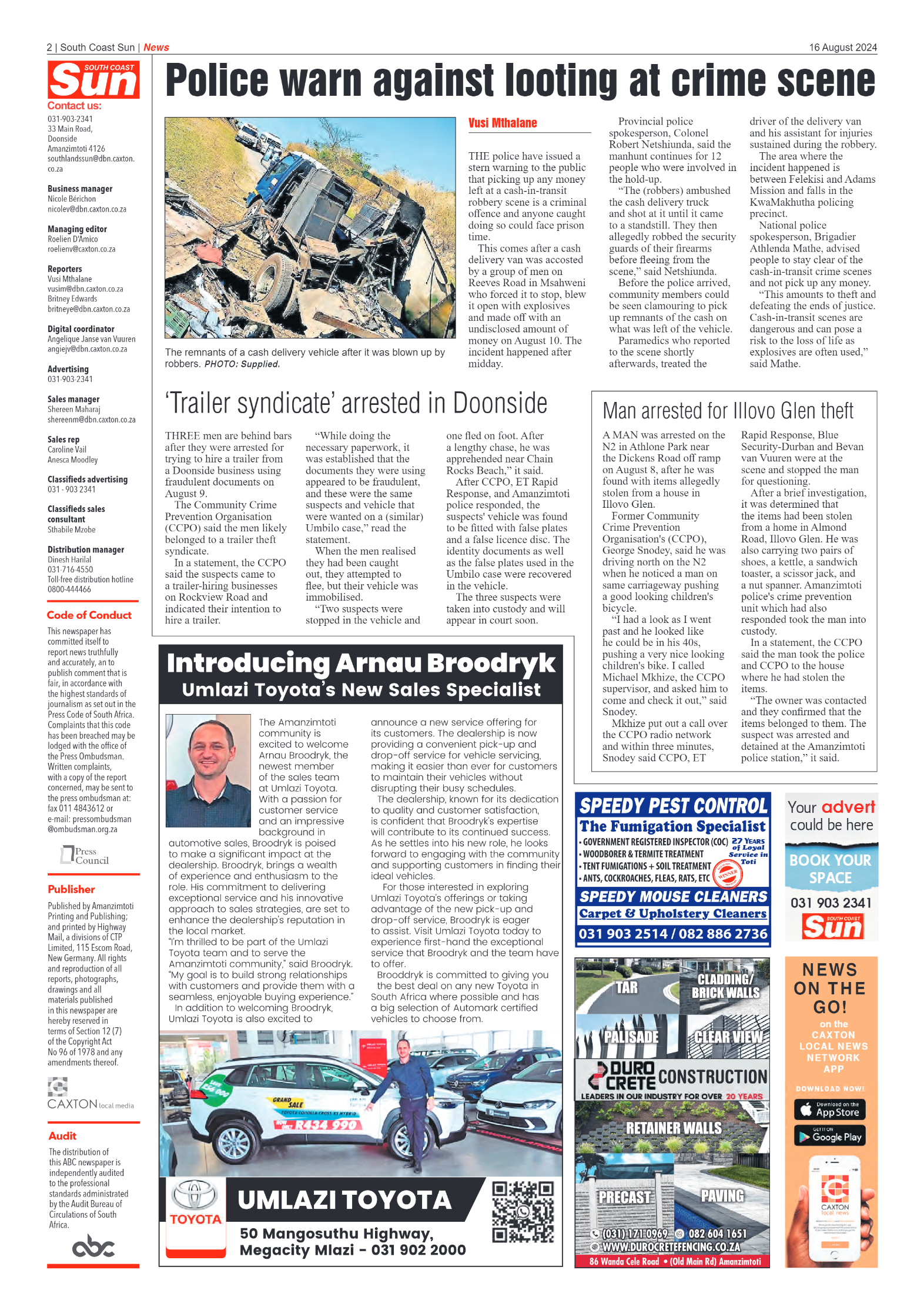 South Coast Sun 16 August 2024 page 2