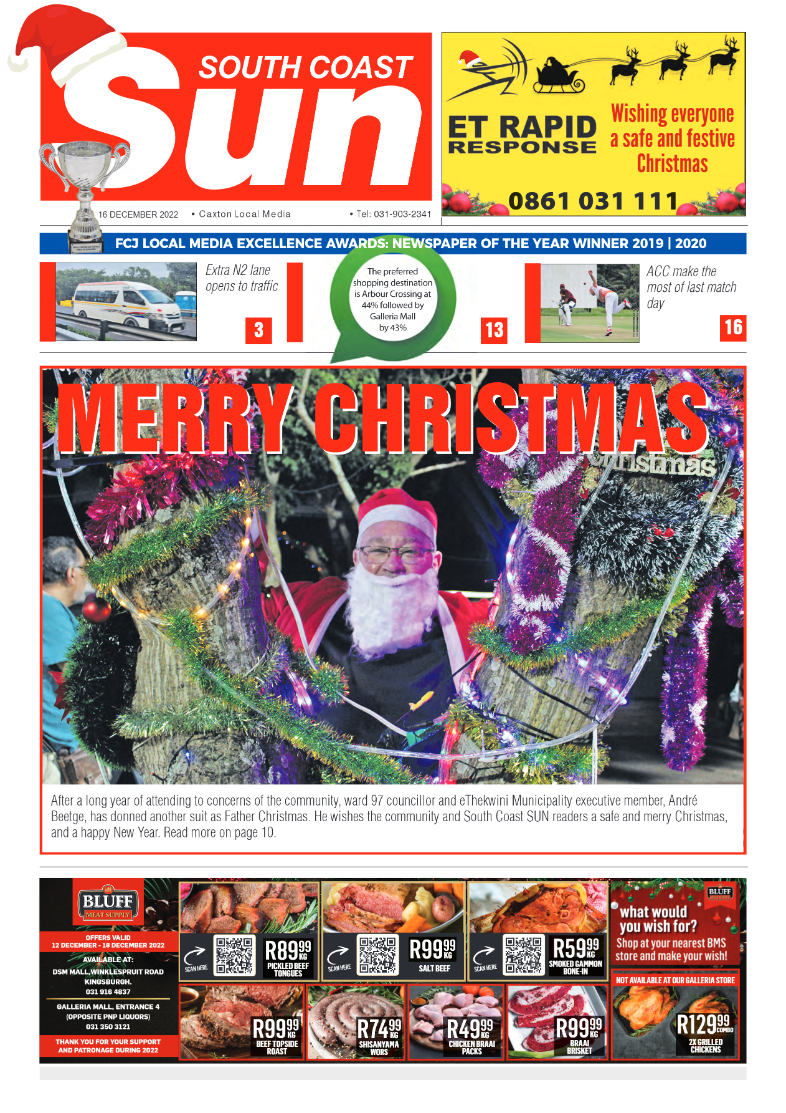 South Coast Sun 16 December 2022 page 1