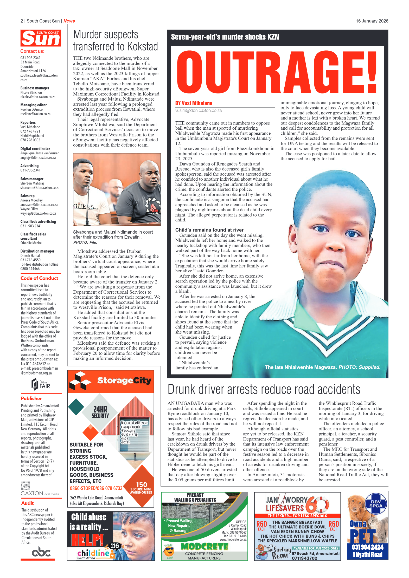 South Coast Sun 16 January 2026 page 2