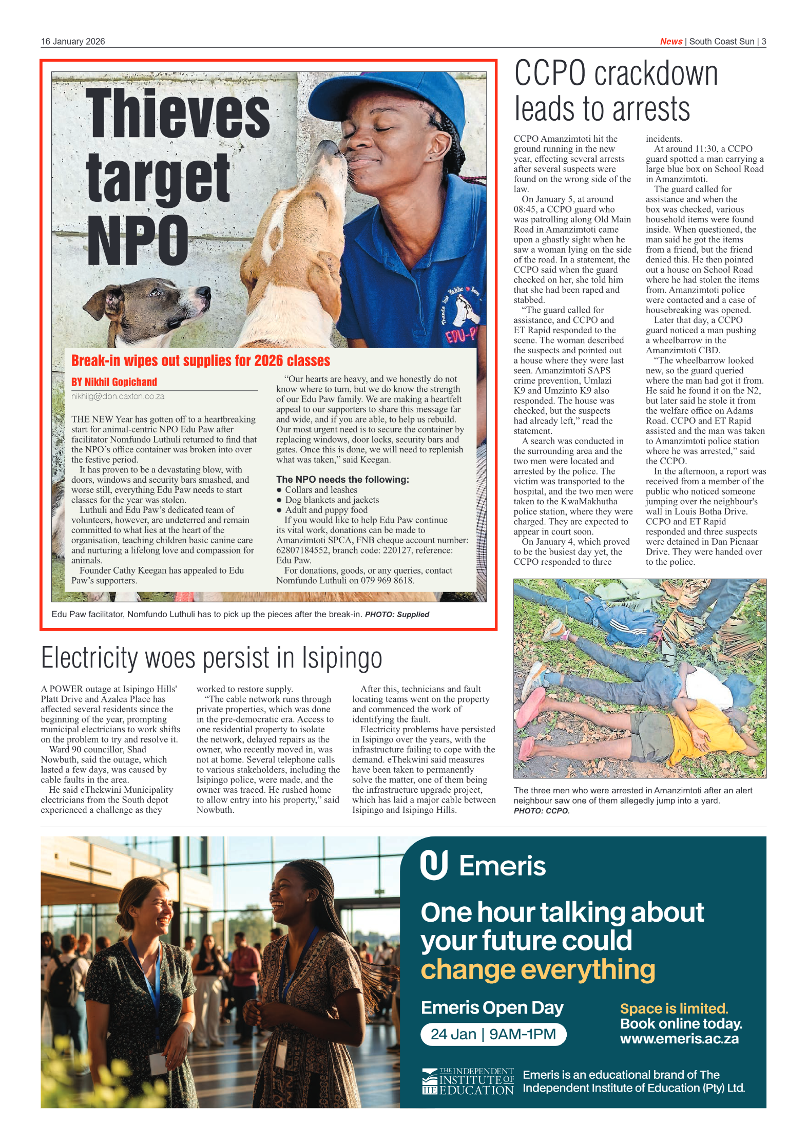 South Coast Sun 16 January 2026 page 3