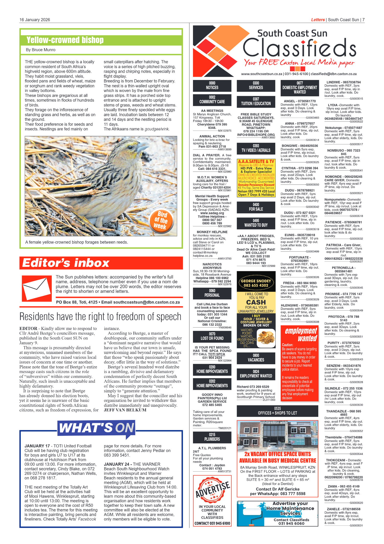 South Coast Sun 16 January 2026 page 7