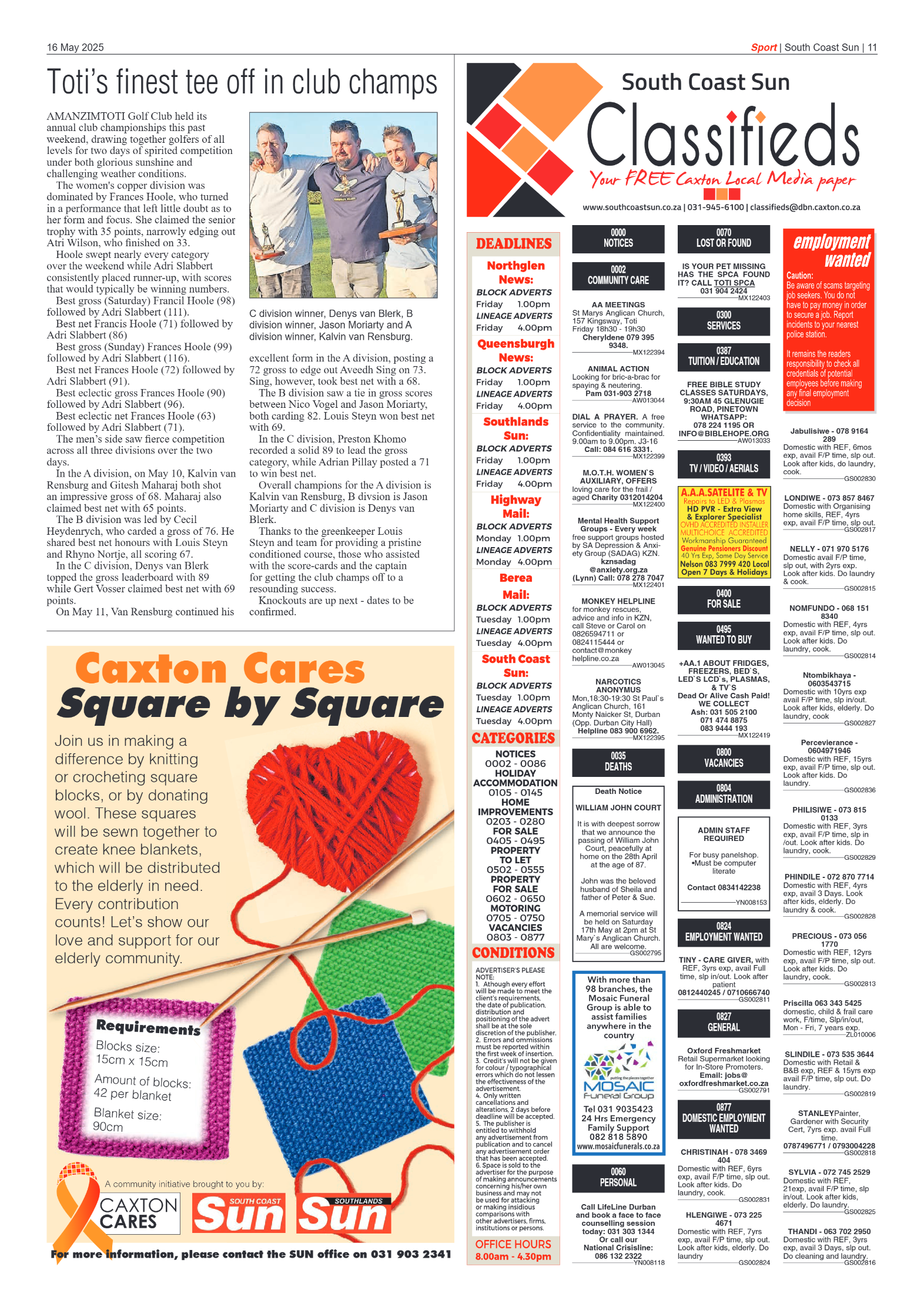 South Coast Sun 16 May 2025 page 11