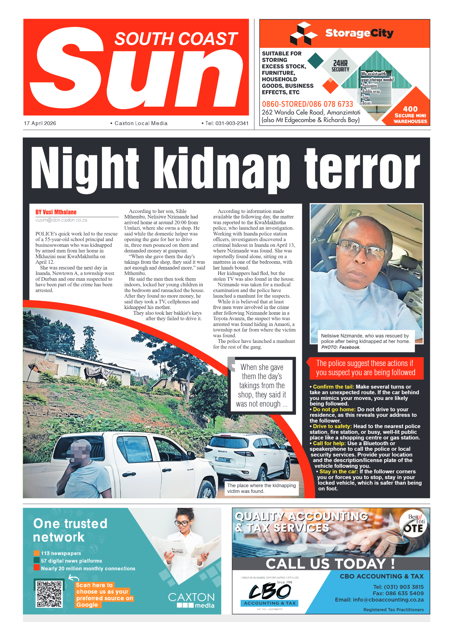 South Coast Sun 17 April 2026 page 1