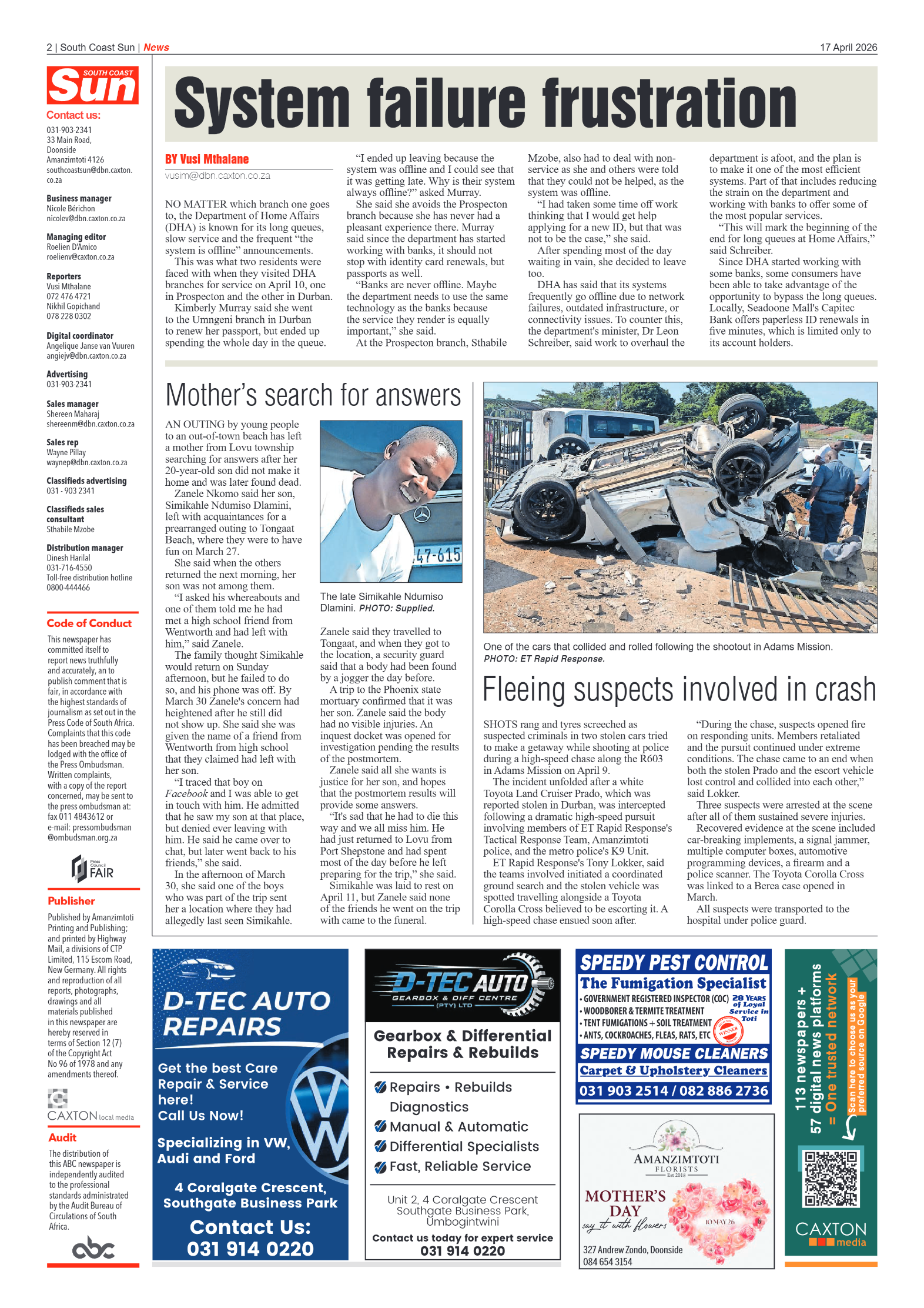 South Coast Sun 17 April 2026 page 2