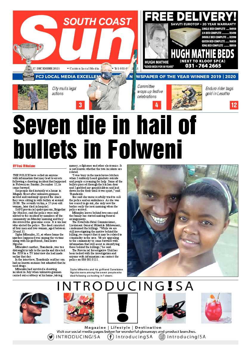 South Coast Sun 17 December 2021 page 1