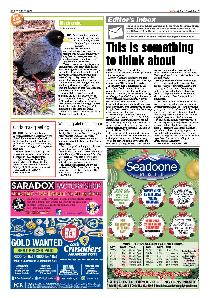 South Coast Sun 17 December 2021 page 5
