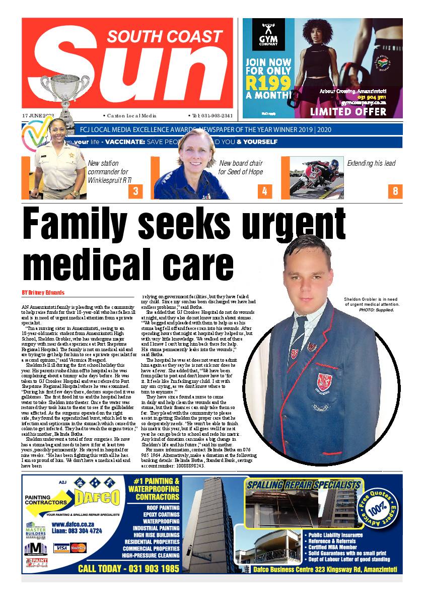 South Coast Sun 17 June 2022 page 1