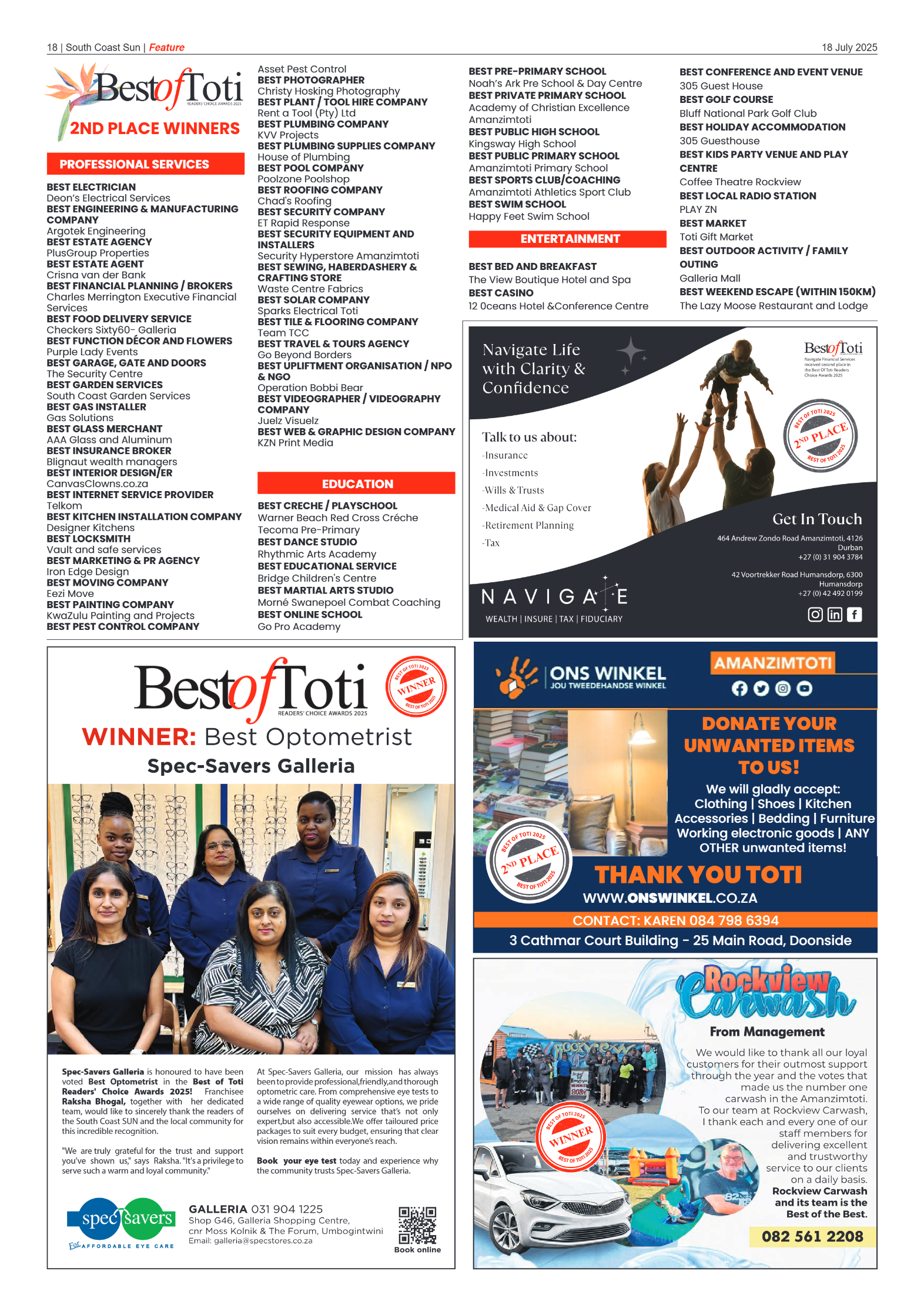 South Coast Sun 18 July 2025 page 18