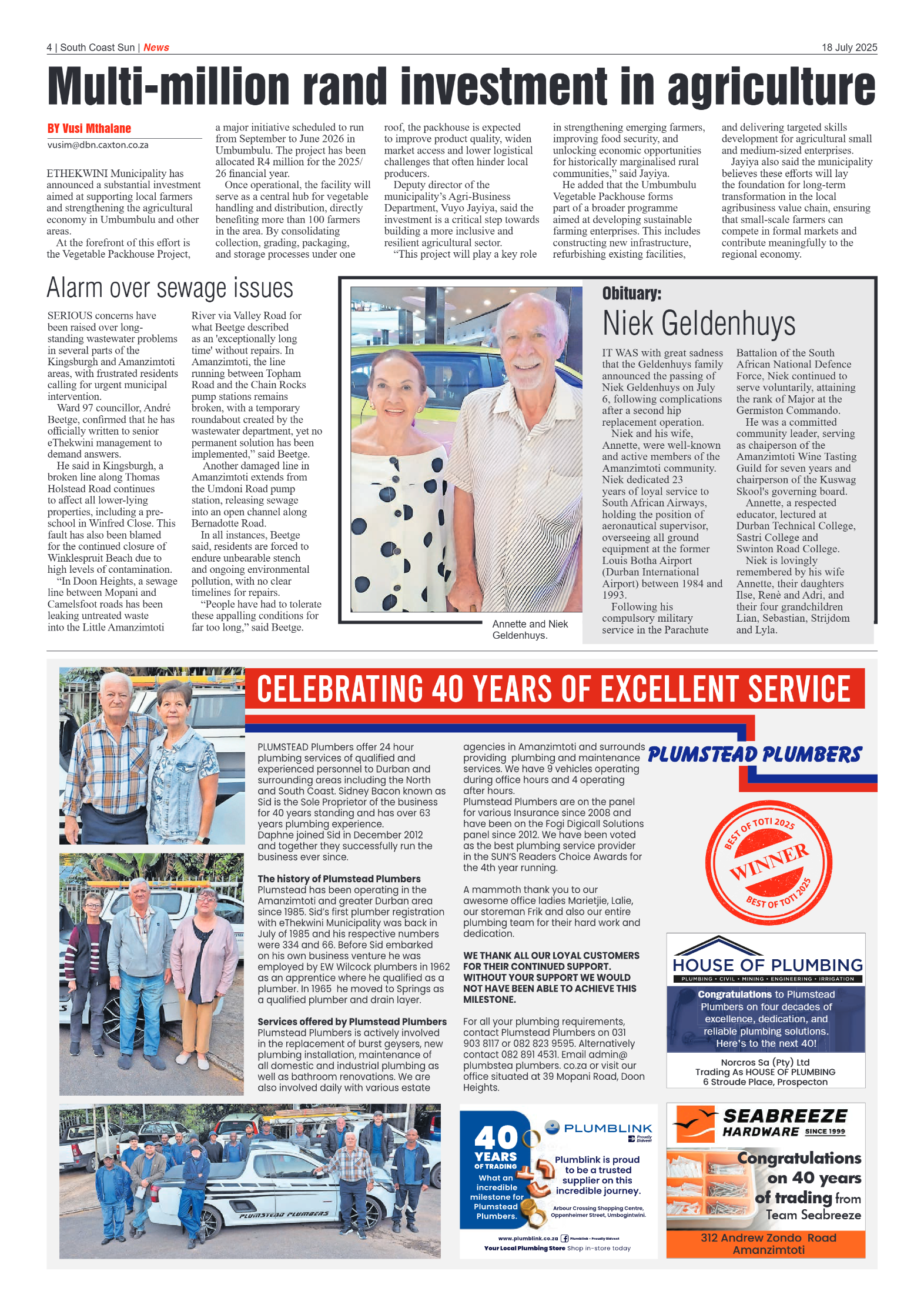 South Coast Sun 18 July 2025 page 4