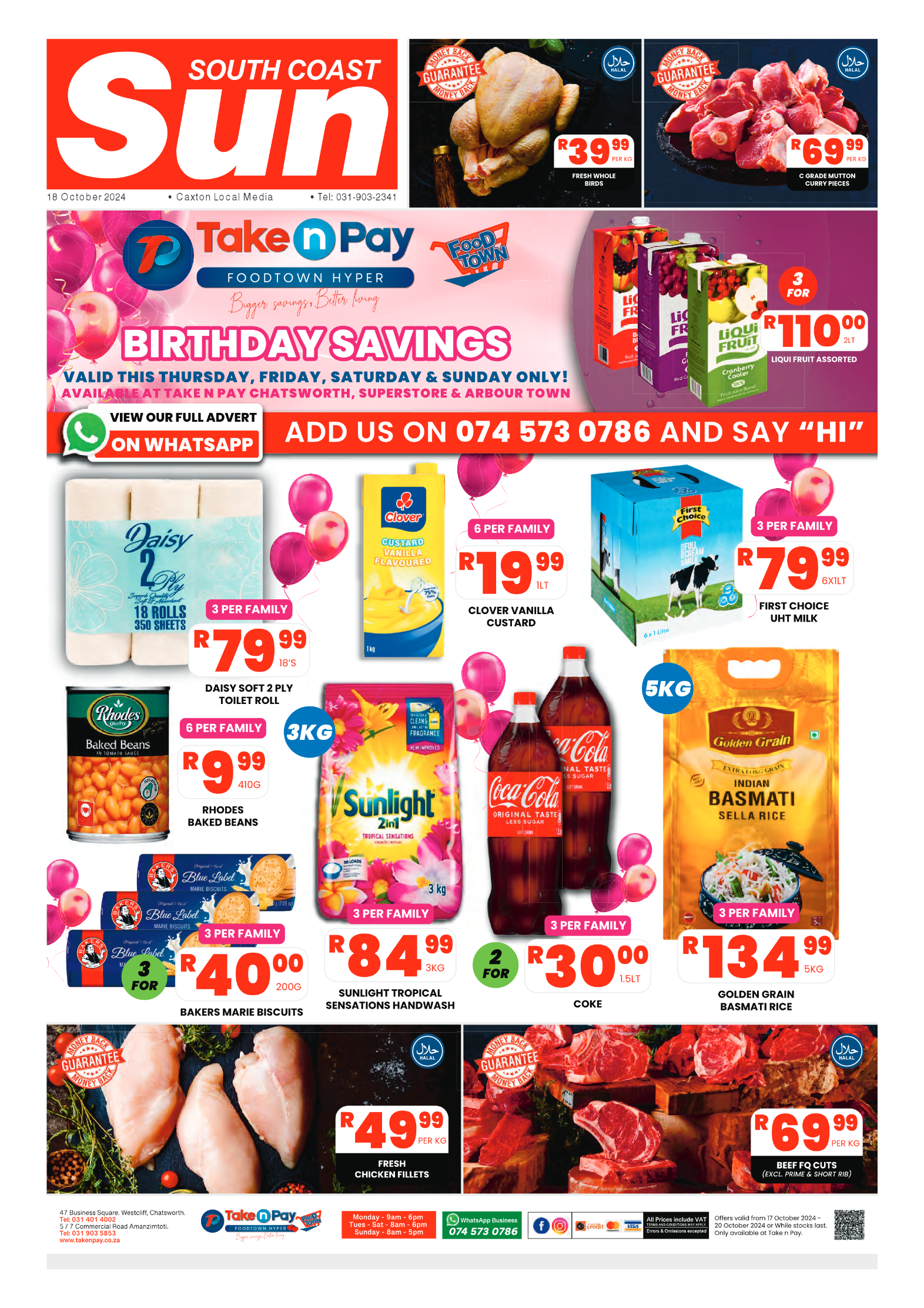 South Coast Sun 18 October 2024 page 1