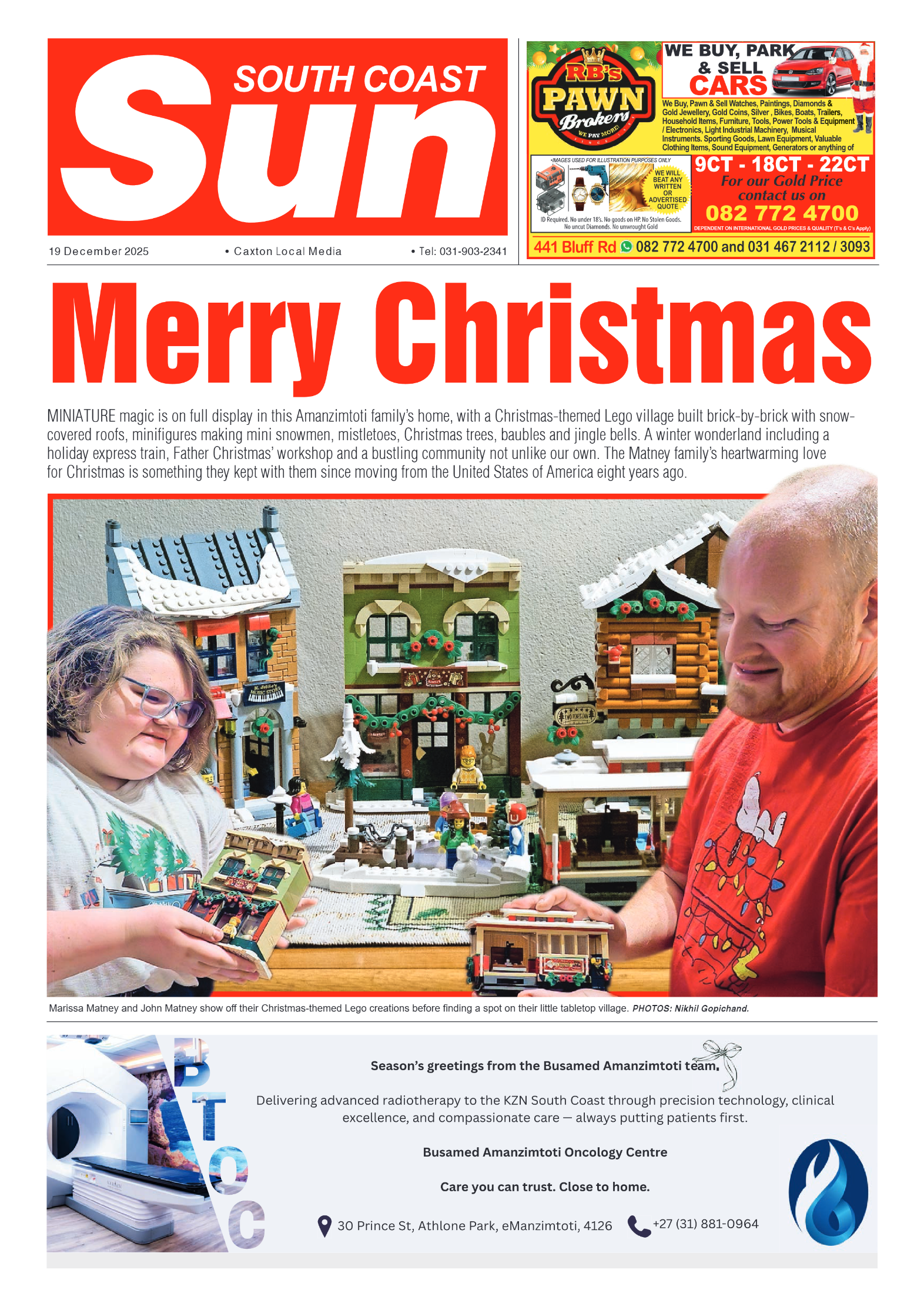 South Coast Sun 19 December 2025 page 1