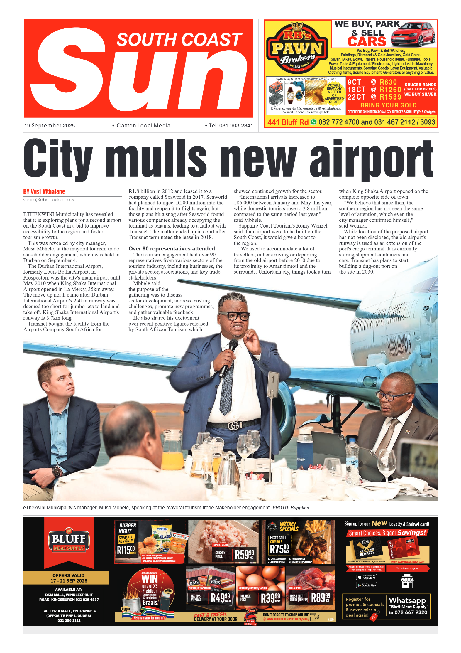 South Coast Sun 19 September 2025 page 1