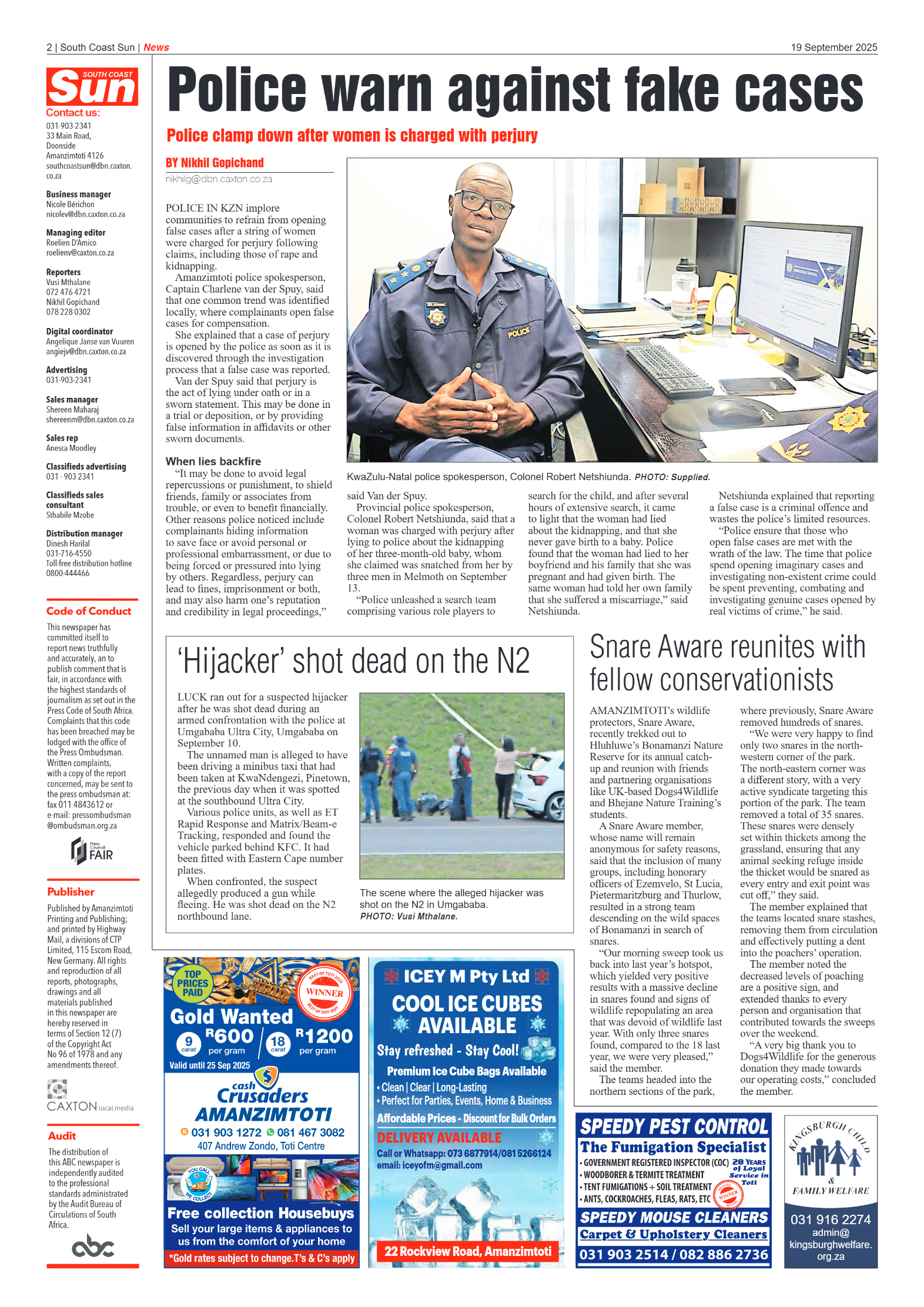 South Coast Sun 19 September 2025 page 2