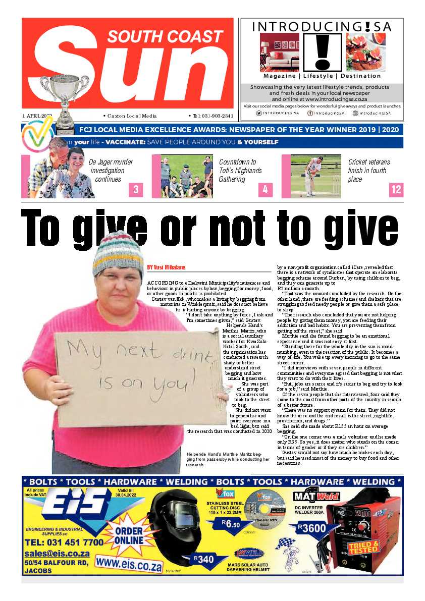 South Coast Sun 1 April 2022 page 1