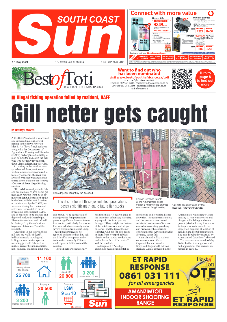 South Coast Sun 17 May 2024 page 1