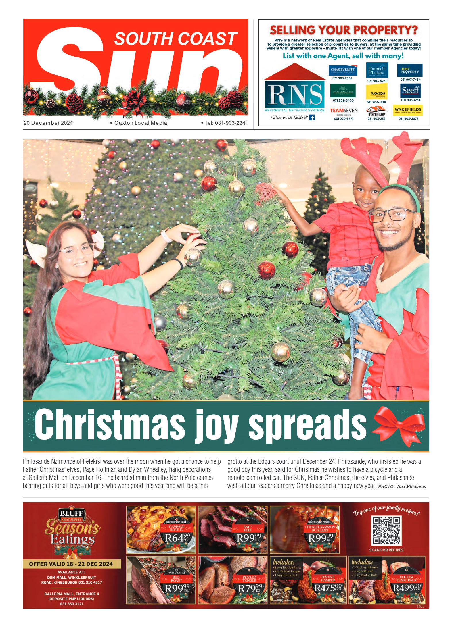 South Coast Sun 20 December 2024 page 1