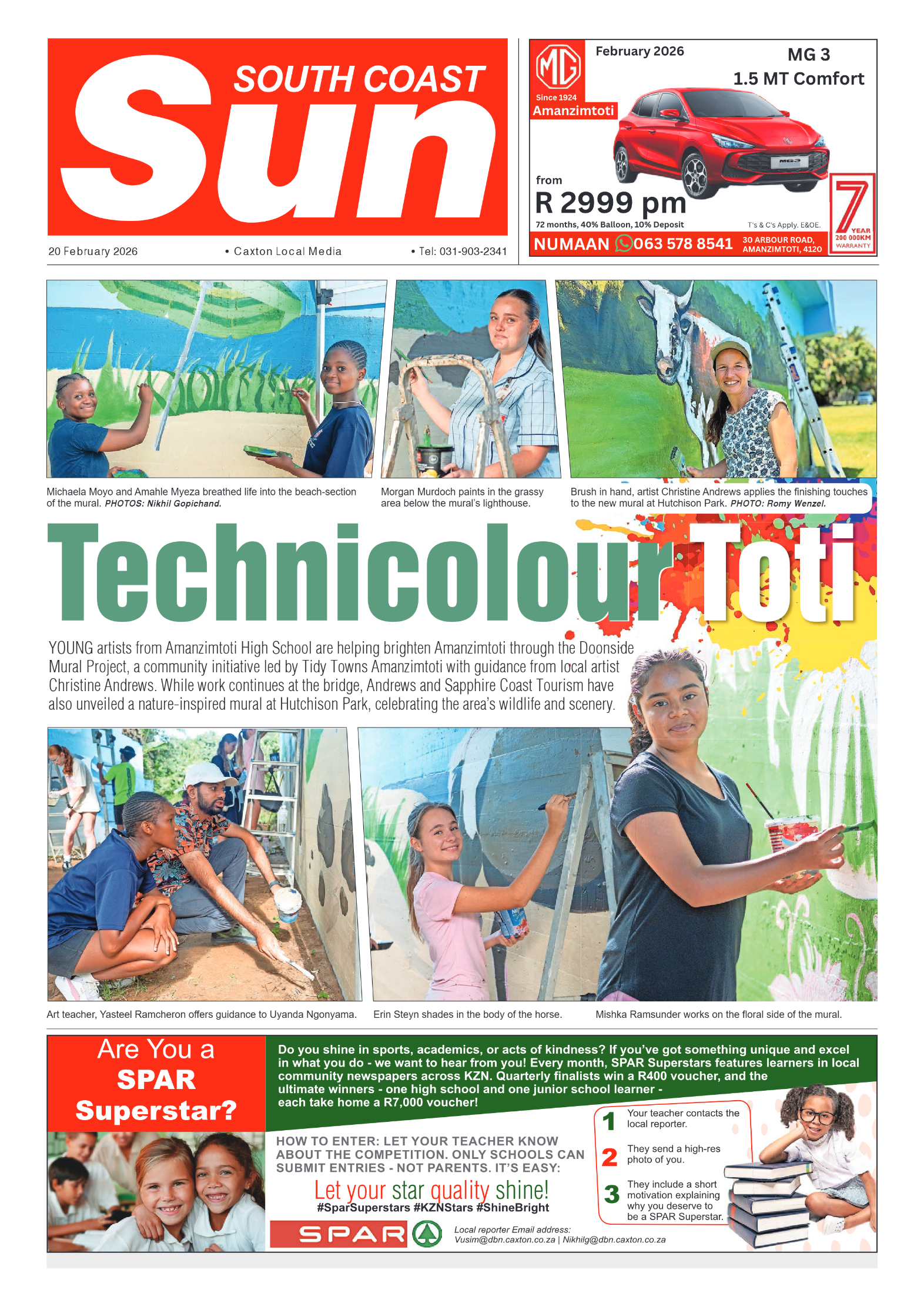 South Coast Sun 20 February 2026 page 1