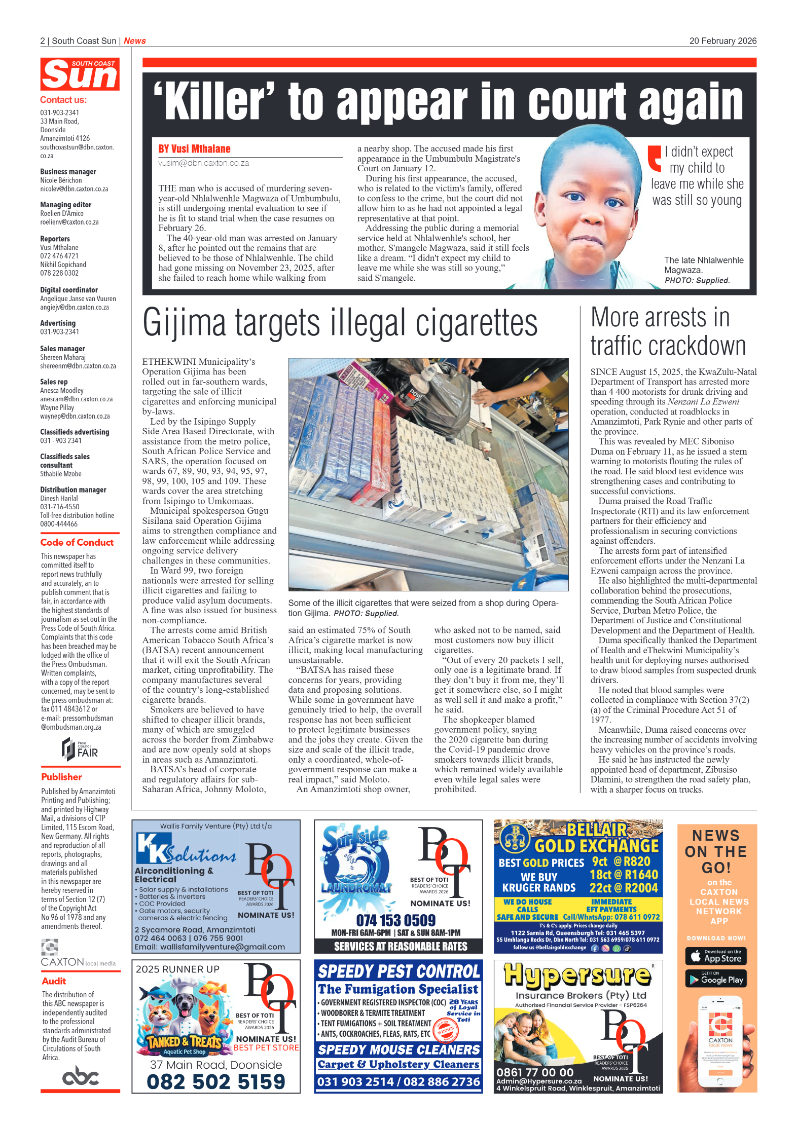 South Coast Sun 20 February 2026 page 2