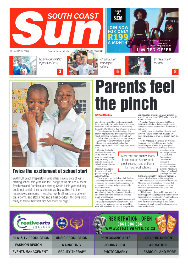 South Coast Sun 20 January 2023 page 1