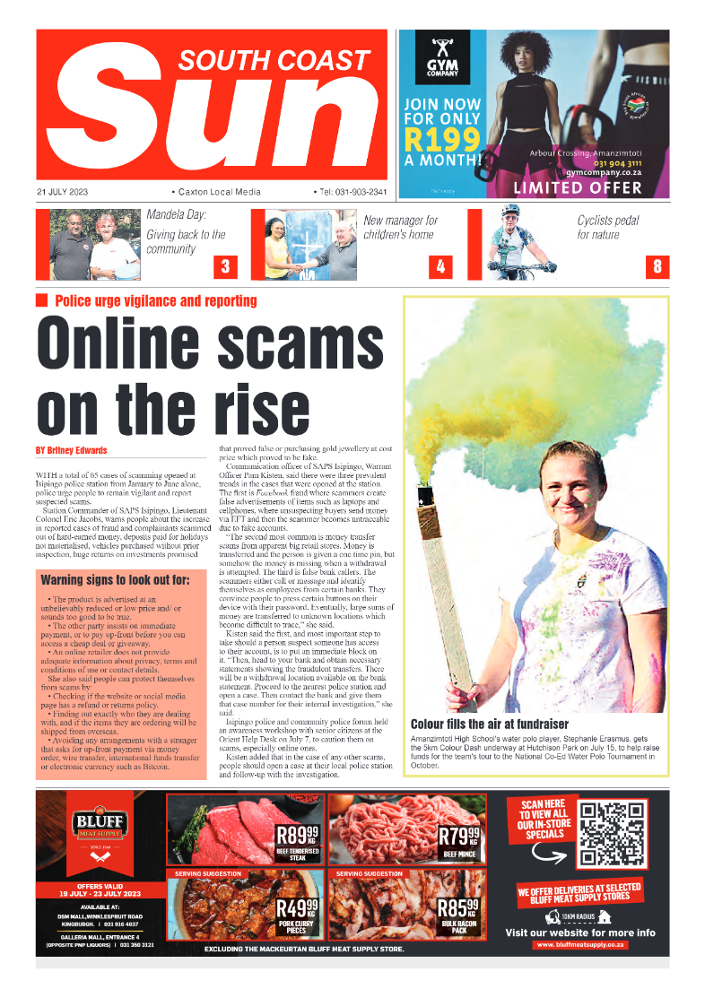 South Coast Sun 21 July 2023 page 1