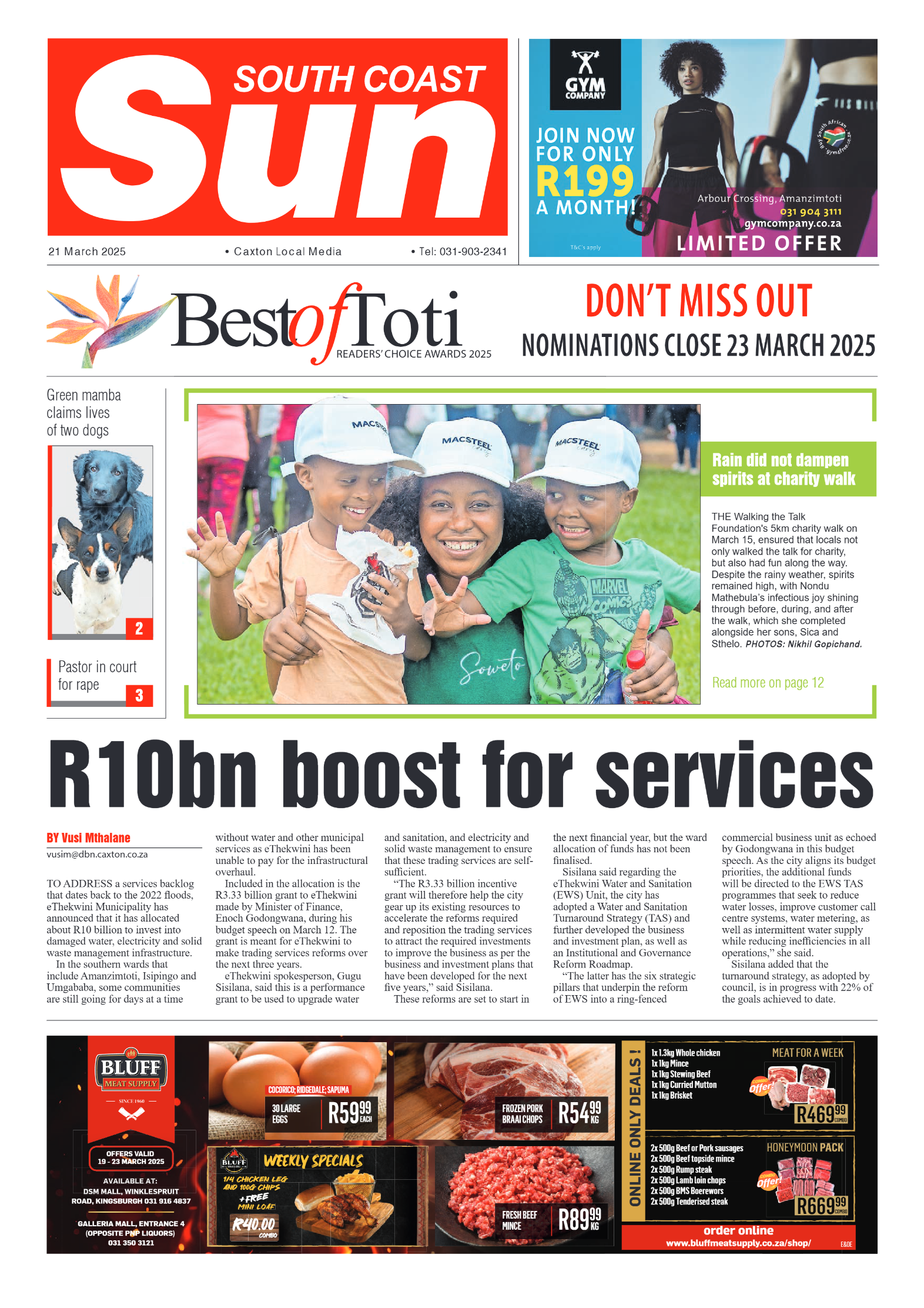 South Coast Sun 21 March 2025 page 1