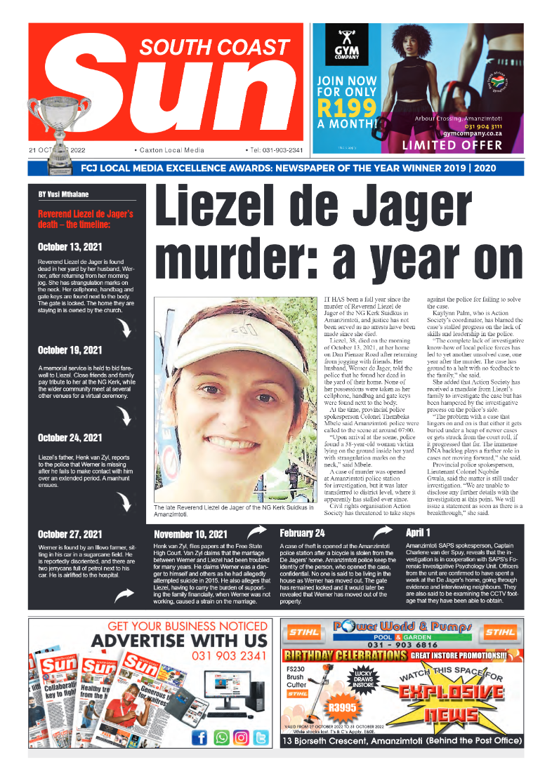 South Coast Sun 21 October 2022 page 1