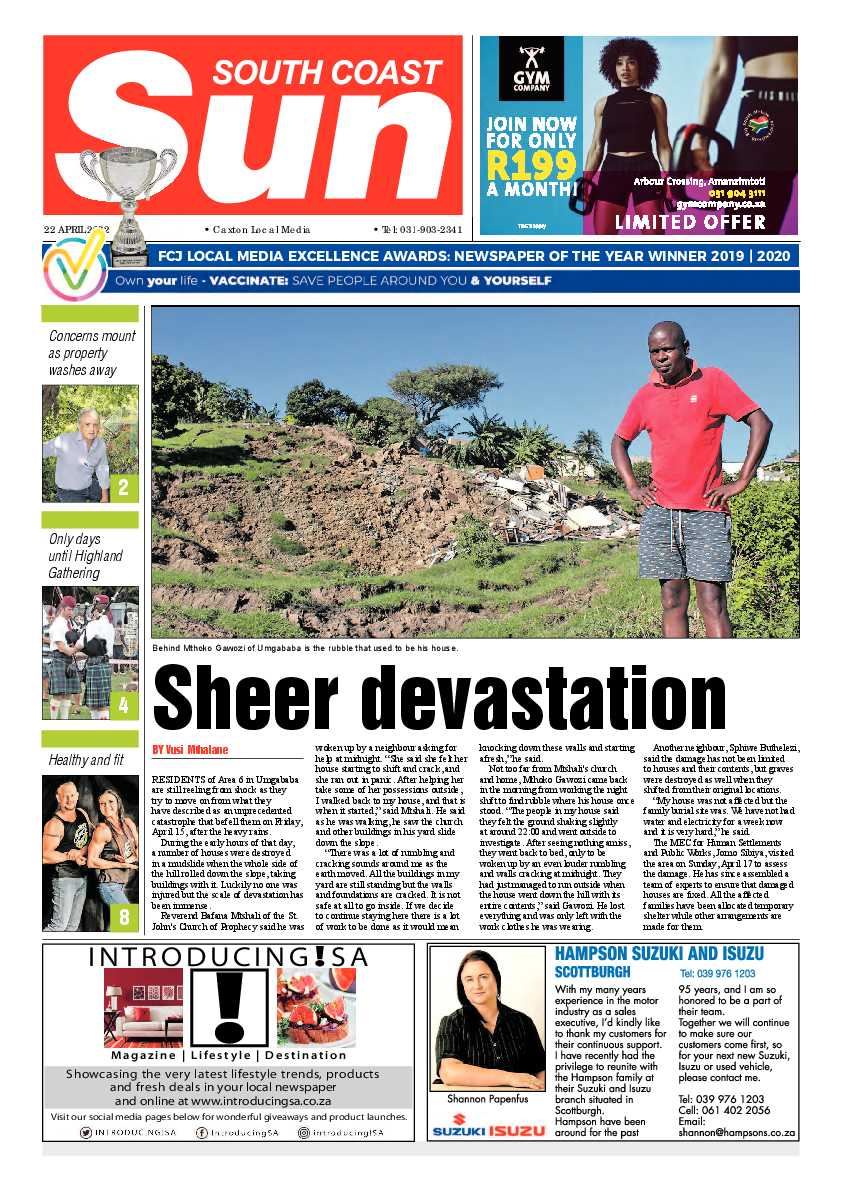 South Coast Sun 22 April 2022 page 1