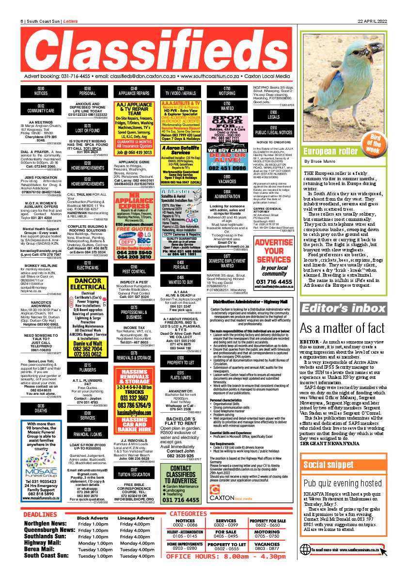 South Coast Sun 22 April 2022 page 6