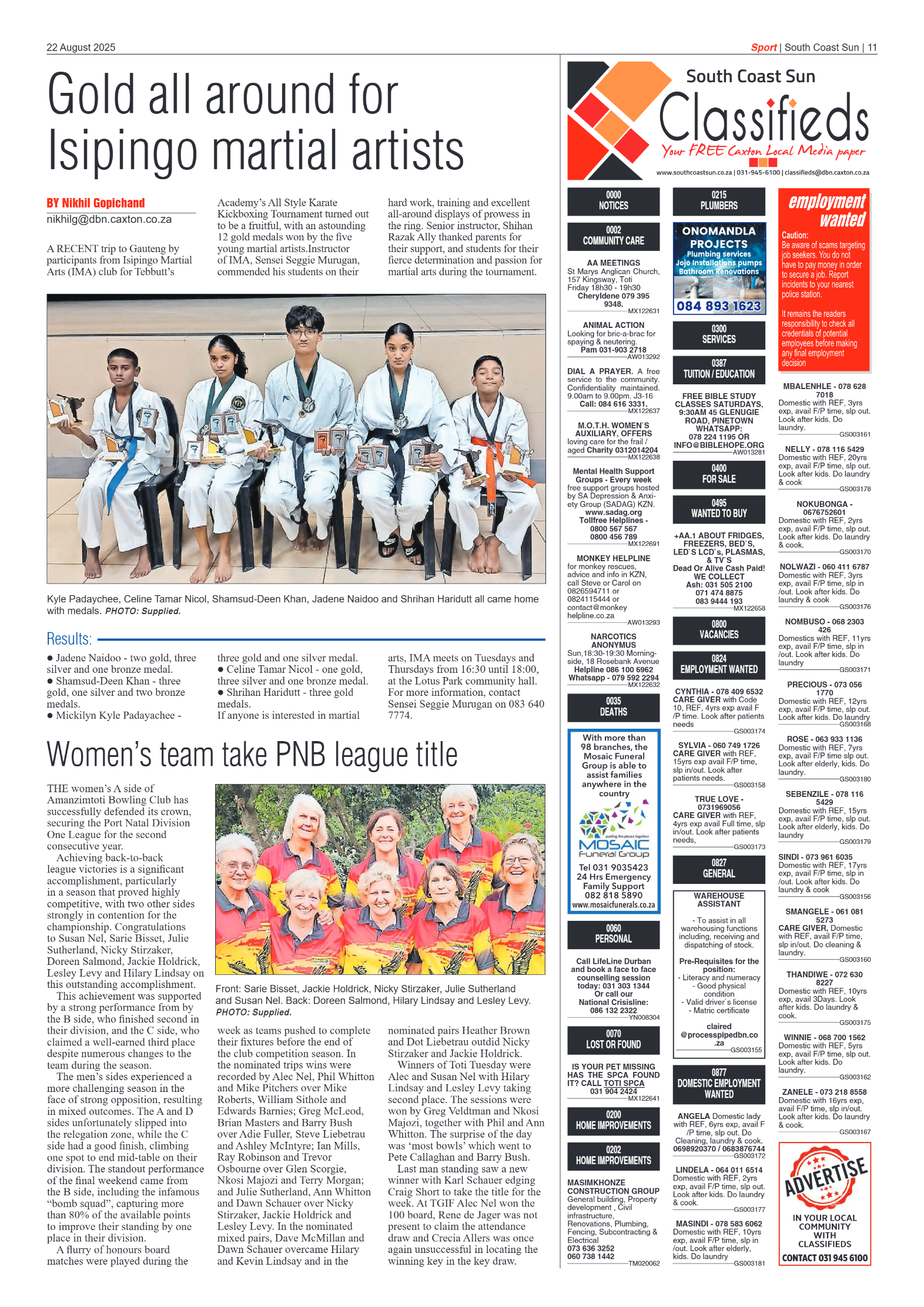 South Coast Sun 22 August 2025 page 11