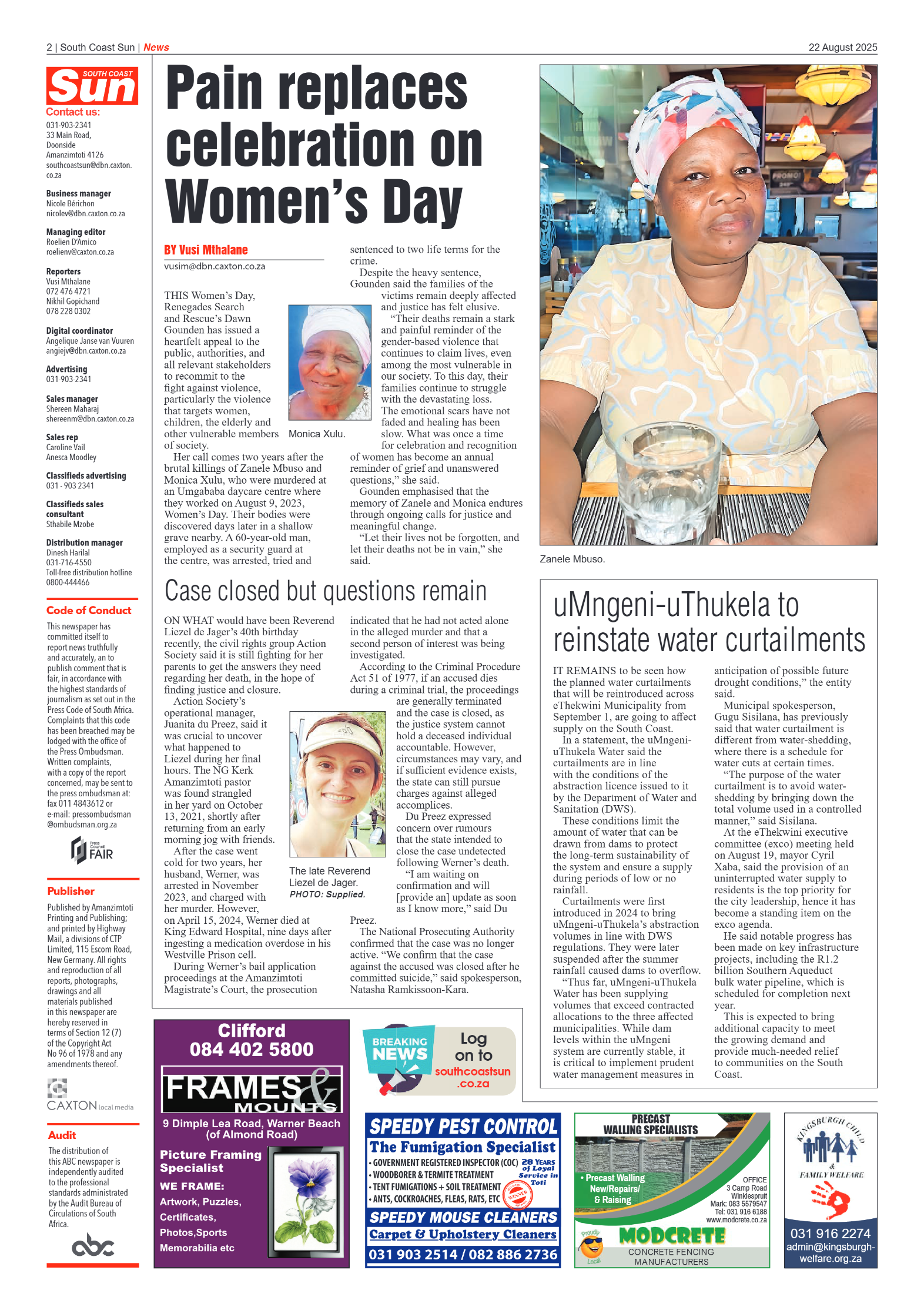 South Coast Sun 22 August 2025 page 2